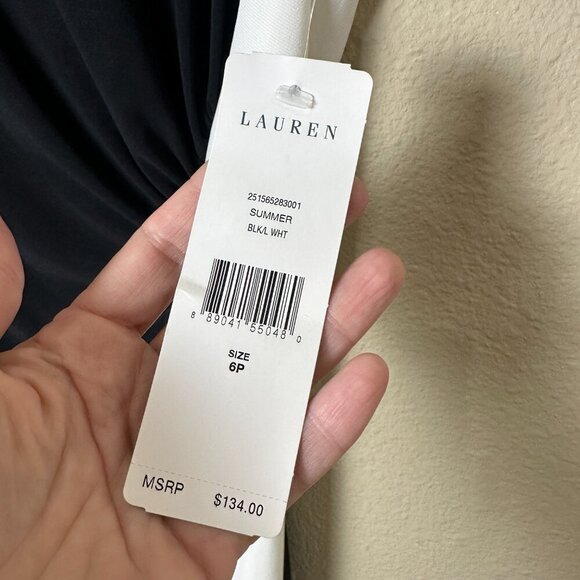NEW NWT Lauren Ralph Lauren Color Block Little Black Dress Size 6p - Picture 6 of 11